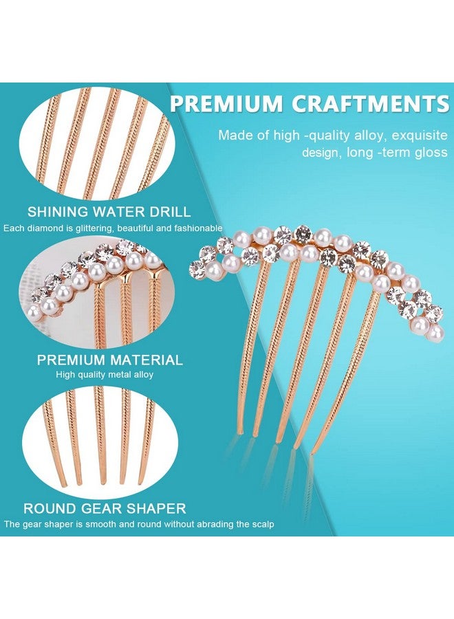 PALAY ® 3 Pcs Pearl Claw Hair Clips Side Comb Rhinestone French Hairpins Metal Decorative Hair Bun Clips Hair Accessories For Women Girls Gift - Image 3