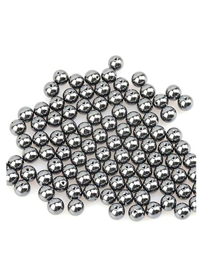 LPBeads 100PCS 8mm Natural Hematite Beads Gemstone Round Loose Beads for Jewelry Making with Crystal Stretch Cord - Image 4
