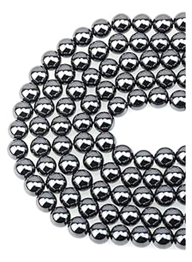 LPBeads 100PCS 8mm Natural Hematite Beads Gemstone Round Loose Beads for Jewelry Making with Crystal Stretch Cord - Image 1
