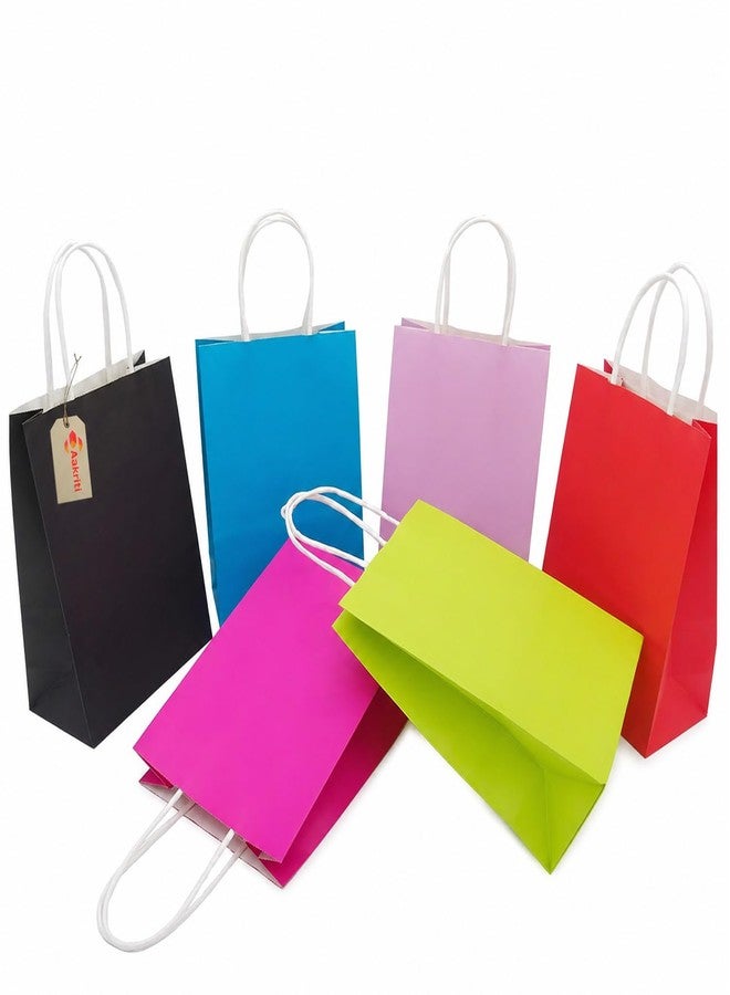 Aakriti Paper Gift Bags with Handles | Pack of 10 (5 Colors, 2 Each) | 10 x 8 x 3 Inch Recyclable Kraft Bags for Birthday, Wedding, Party Return Gifts, Shopping & Retail Use | Multi Color - Image 1