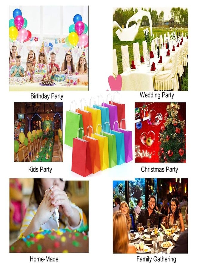 Aakriti Paper Gift Bags with Handles | Pack of 10 (5 Colors, 2 Each) | 10 x 8 x 3 Inch Recyclable Kraft Bags for Birthday, Wedding, Party Return Gifts, Shopping & Retail Use | Multi Color - Image 5