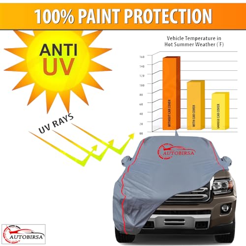 AUTOBIRSA Waterproof Car Body Cover Compatible with Kia Carens with Mirror and Antenna Pocket, Triple Stitched (Heat Resistant US Grey with Red Piping) - Image 2