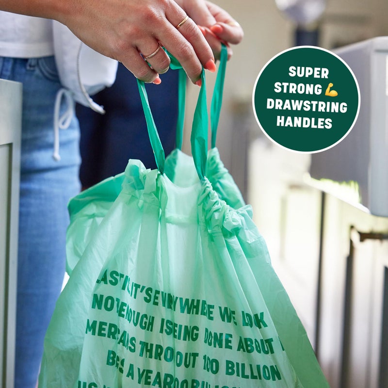 HoldOn 13-Gallon Trash Bags â€“ Plant-based Tall Kitchen Trash Bags with Drawstring Handles for Tall Trash Bins, Heavy-duty and Compostable Large Trash Bags (40 bags) - Image 5
