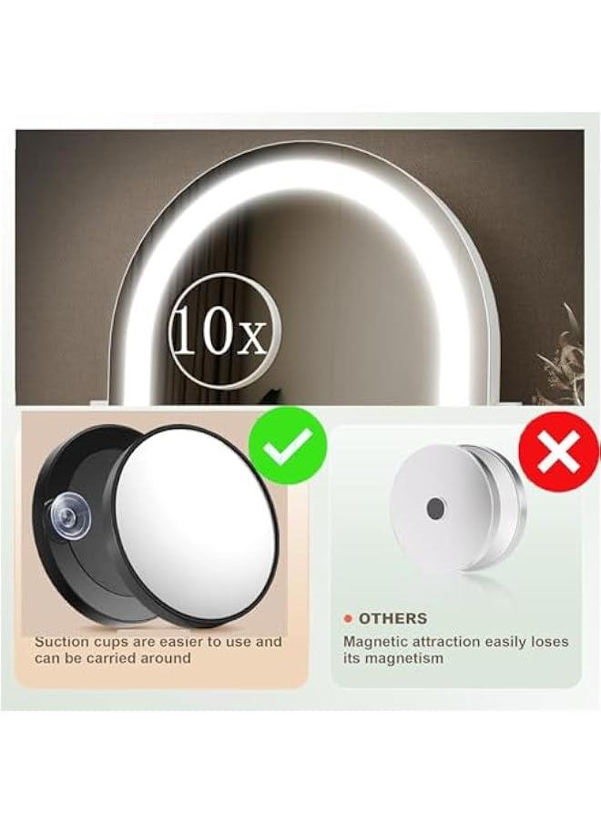 Arabest - 15.2in Black Lighted Makeup Hollywood Vanity Mirror with Three Color Lighting Modes, Smart Touch Control, and 360° Rotation - Includes Detachable 10X Magnification Mirror - Image 1