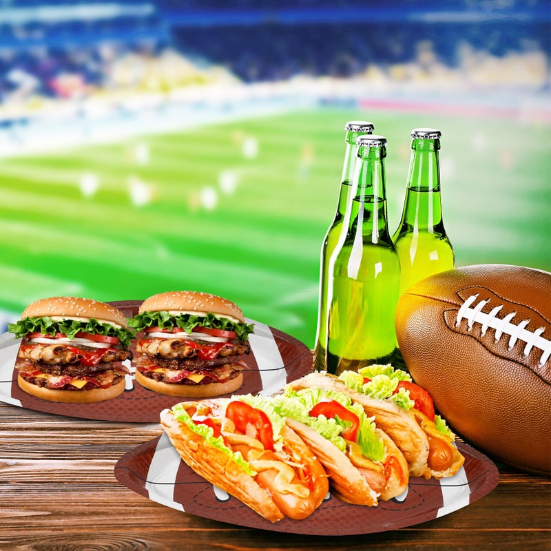 QZYL 100 PCS Football Party Decorations, Large Shape Plates, Touch Down Party Decorations, Disposable Party Supplies for Touchdown Birthday Themed - Image 5