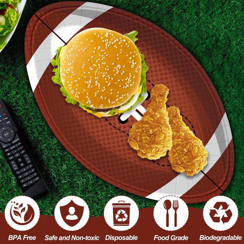 QZYL 100 PCS Football Party Decorations, Large Shape Plates, Touch Down Party Decorations, Disposable Party Supplies for Touchdown Birthday Themed - Image 3