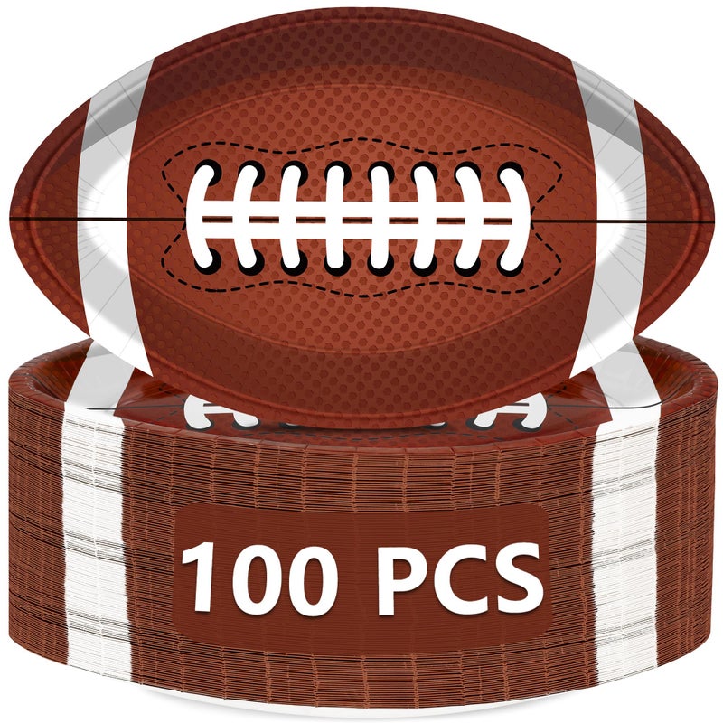 QZYL 100 PCS Football Party Decorations, Large Shape Plates, Touch Down Party Decorations, Disposable Party Supplies for Touchdown Birthday Themed - Image 1
