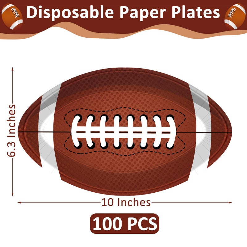 QZYL 100 PCS Football Party Decorations, Large Shape Plates, Touch Down Party Decorations, Disposable Party Supplies for Touchdown Birthday Themed - Image 2