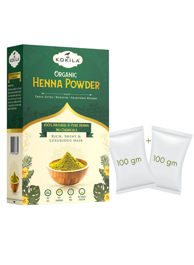 Kokila Organic Henna Powder For Natural Hair Color, 100% Natural Henna Leaves Powder 1Box (2 Pouches - 100Gm Each) 200Gm - Image 1