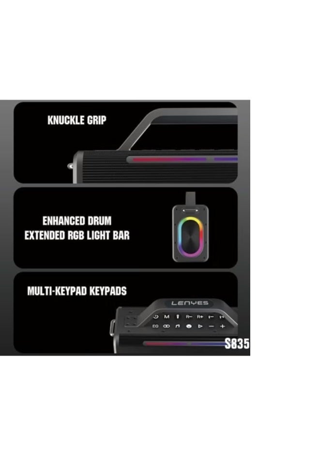 Lenyes S835 Portable Bluetooth Karaoke Speaker 200W with Microphone - Image 2