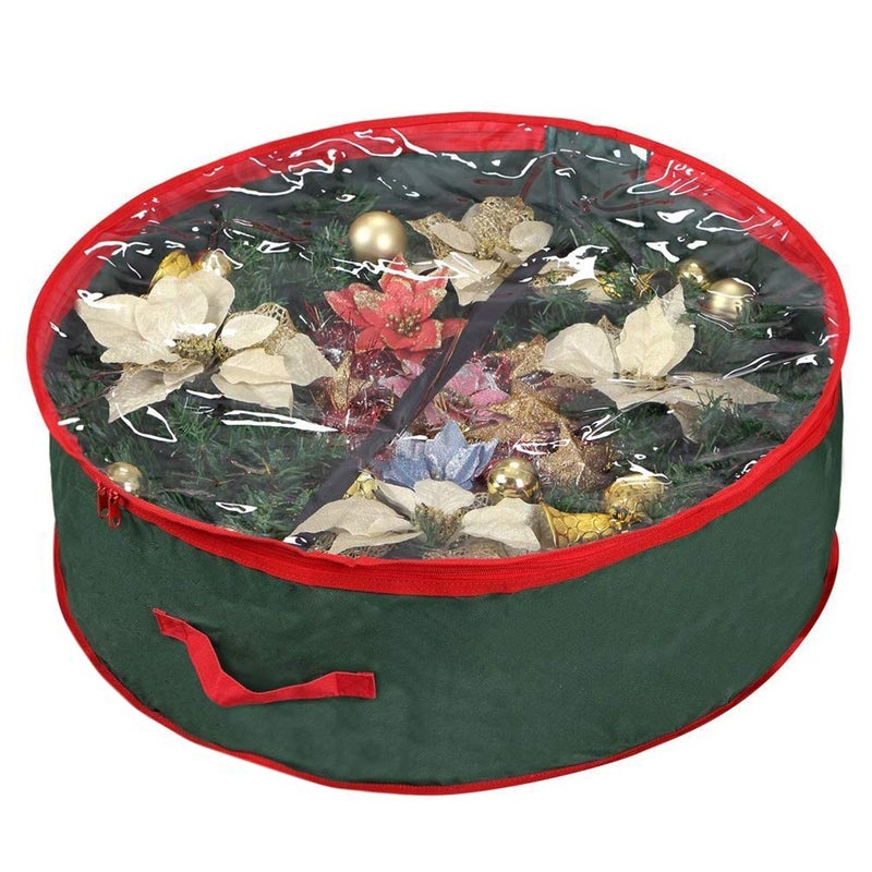 Primode Christmas Wreath Storage Bag 48" with Clear Window | Extra Large Garland Xmas Wreath Container | Durable 600D Oxford Material | XL Huge 48â€ Holiday Wreath Bags Box (Green)