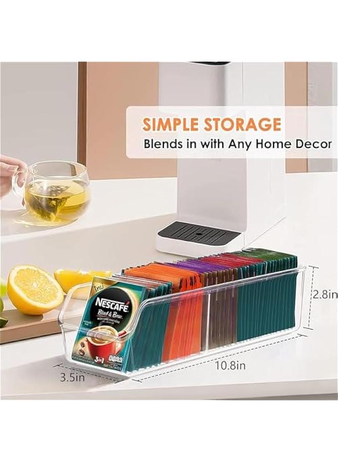 هوكور منظم اكياس الشاي من دوركو عبوة قطعتين حامل تخزين درج بلاستيكي شفاف كيس سكر قهوة بهارات توابل لخزانة المطبخ وسطح الطاولة والثلاجة - Image 2