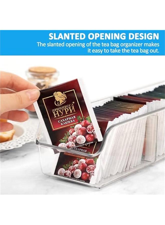 هوكور منظم اكياس الشاي من دوركو عبوة قطعتين حامل تخزين درج بلاستيكي شفاف كيس سكر قهوة بهارات توابل لخزانة المطبخ وسطح الطاولة والثلاجة - Image 3