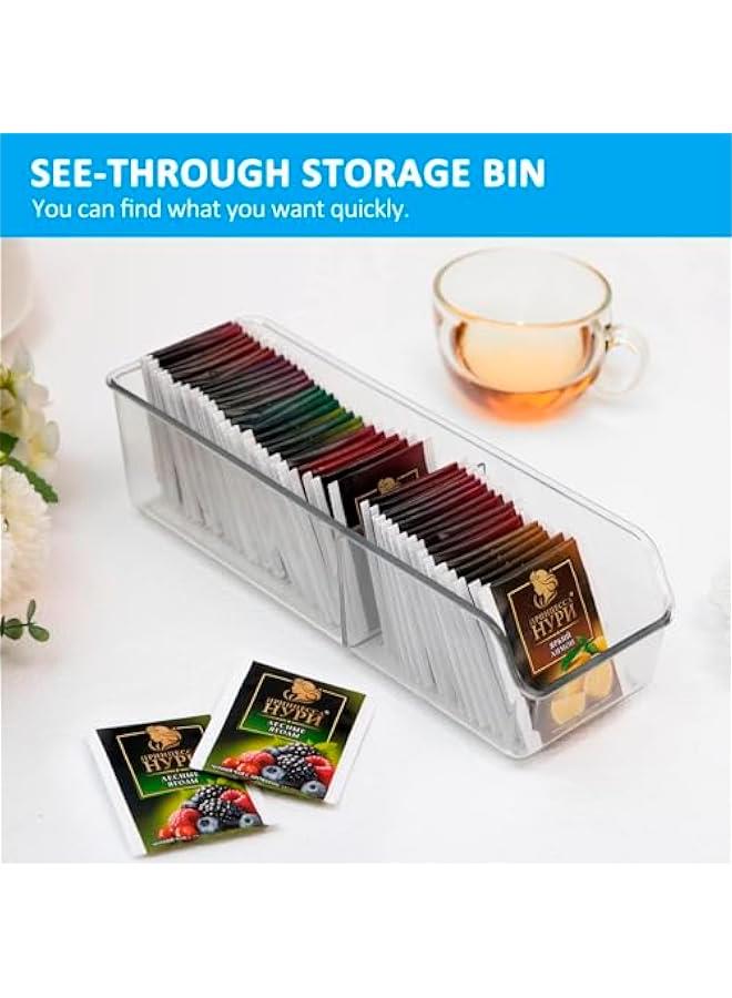 هوكور منظم اكياس الشاي من دوركو عبوة قطعتين حامل تخزين درج بلاستيكي شفاف كيس سكر قهوة بهارات توابل لخزانة المطبخ وسطح الطاولة والثلاجة - Image 4