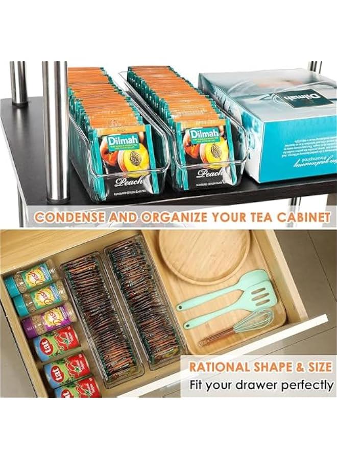 هوكور منظم اكياس الشاي من دوركو عبوة قطعتين حامل تخزين درج بلاستيكي شفاف كيس سكر قهوة بهارات توابل لخزانة المطبخ وسطح الطاولة والثلاجة - Image 5