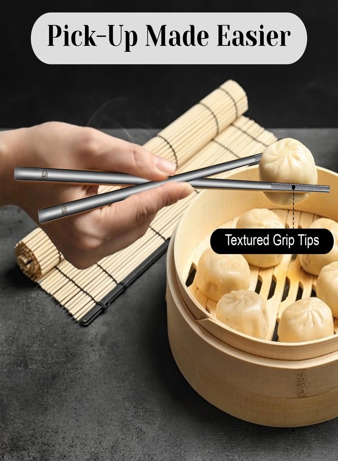 Thrymme Travel Chopsticks with Case, 9.25 Inch Reusable Stainless Steel Chopsticks for Adults, Portable for Travel (Silver) - Image 5
