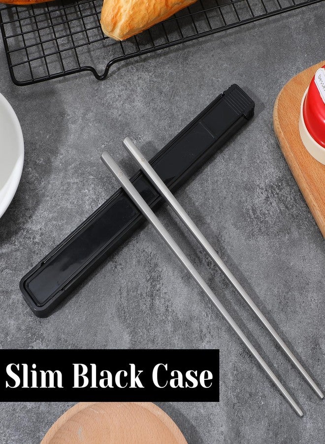 Thrymme Travel Chopsticks with Case, 9.25 Inch Reusable Stainless Steel Chopsticks for Adults, Portable for Travel (Silver) - Image 4