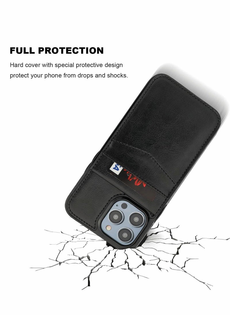 Y&D Compatible with iPhone 14 Pro Max Case Wallet Credit Card Holder Flip Premium Leather Magnetic Clasp Kickstand Heavy Duty Protective Cover for 6.7 Inch (Black)  - Image 3