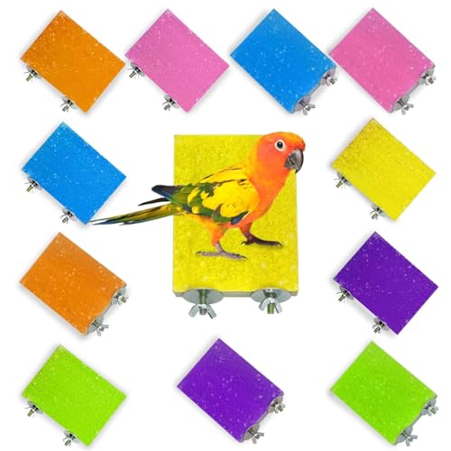 kathson 12 Pcs Bird Perch Stand Toy Colorful Wood Paw Grinding Stick Parrot Perch Stand Holder Platform Bird Cage Accessories for Pet Bird Parakeet Cockatiels Lovebirds 6 Random Colors - Image 1