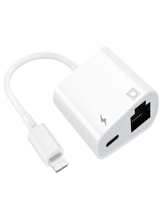 XLT Lightning to RJ45 Adapter 2 in 1 Ethernet LAN Network Adapter with Charge Port  - Image 1