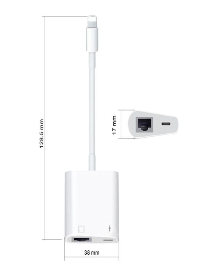 XLT - Lightning to RJ45 Adapter 2 in 1 Ethernet LAN Network Adapter with Charge Port - Image 1