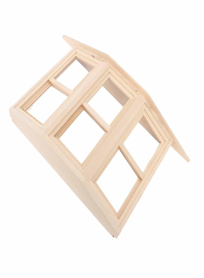 EMUKOEP 1:12 Dollhouse Window Birch Wood Exquisite Lifelike Miniature Window 45 Degree Three Sided Sliding Bay Window Model for DIY Asseccories - Image 3
