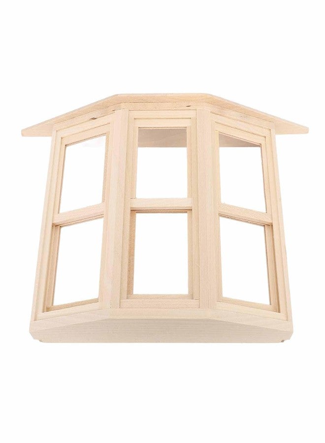 EMUKOEP 1:12 Dollhouse Window Birch Wood Exquisite Lifelike Miniature Window 45 Degree Three Sided Sliding Bay Window Model for DIY Asseccories - Image 2