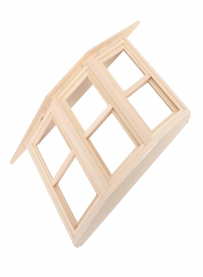 EMUKOEP 1:12 Dollhouse Window Birch Wood Exquisite Lifelike Miniature Window 45 Degree Three Sided Sliding Bay Window Model for DIY Asseccories - Image 5