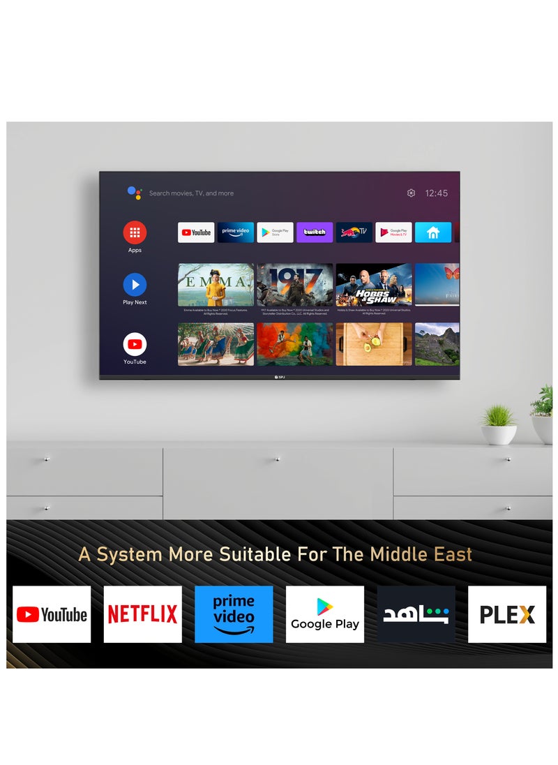 SPJ 40 Inches FHD Android TV, LED TV, Screen Mirroring, Bluetooth With HDMI & USB Ports, Inbuilt WIFI, Voice Control Remote, Google Play Assistance & Android TV, BLACK, FHDS40BL2200V
