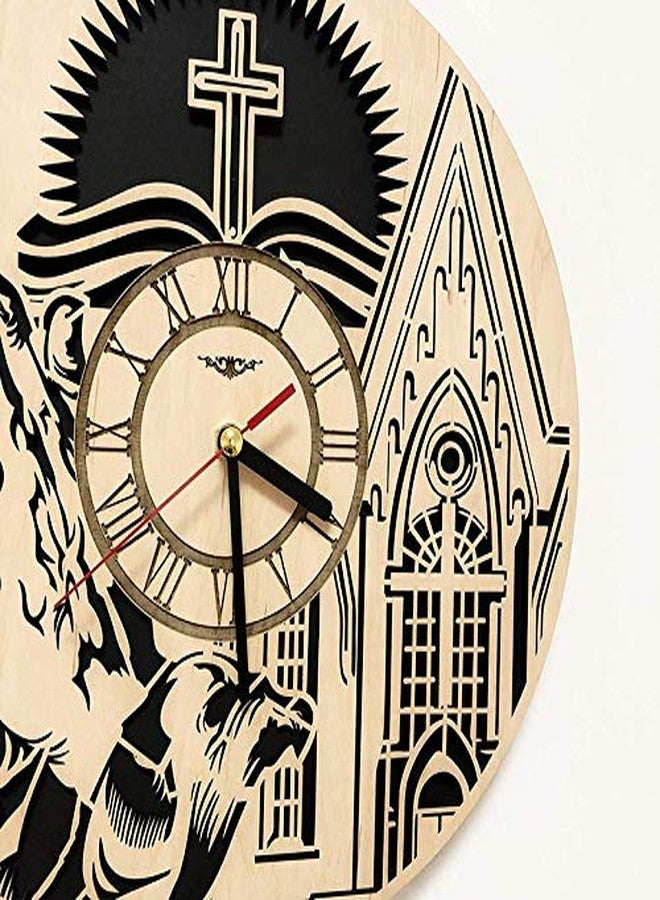 NABSTER Holy Bible Christian Eco Wood Wall Clock for Home Decor (12 Inch) - Image 3