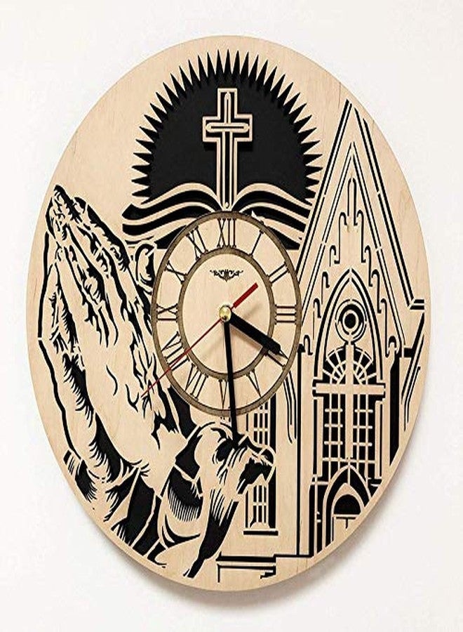 NABSTER Holy Bible Christian Eco Wood Wall Clock for Home Decor (12 Inch) - Image 1