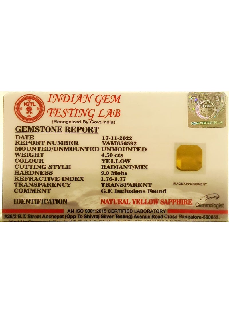 Ayezeh Jewels Natural Yellow Sapphire (Pukhraj) 4.50 Ct Loose Gemstone – Genuine Yellow Sapphire Stone for Ring, Pendant & Astrology Jewelry | Ayezeh Jewels - Image 3