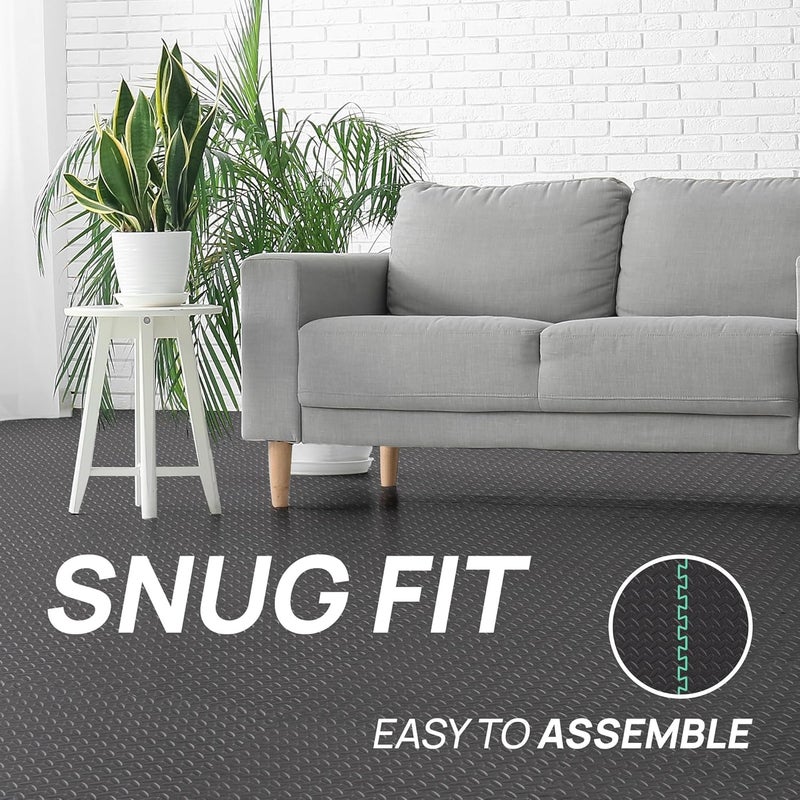 Yes4All Interlocking Floor Mats with Border - Foam Gym Mats with EVA Tiles (16 Sq Ft - Black & Gray - 16 Tiles) - Image 5