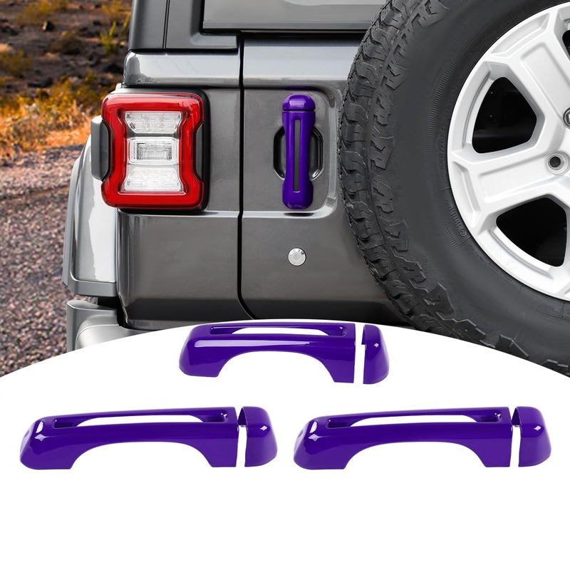 PDKLIN for Jeep JL Tailgate Door Handle Cover Trim Fit for Jeep Wrangler JL JLU 2018 up 2DR Purple Exterior Accessories 3pcs - Image 2