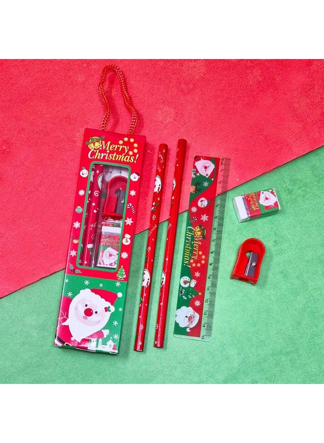 بارتيت مجموعة هدايا القرطاسية لعيد الميلاد المجيد من بارتيت، قلمان رصاص، ممحاة، مبراة، ميزان للأطفال، هدايا إرجاع القرطاسية للأطفال - هدايا عيد الميلاد للأطفال (عبوة من 6 قطع) - Image 2