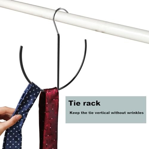 Harniruco Belt Hangers, Space Saving Heavy Duty Metal Belt Hanger, Tie Rack Hanger, Rubber Cover, 9.6in x 7.9in, Black (1 Pack) - Image 3