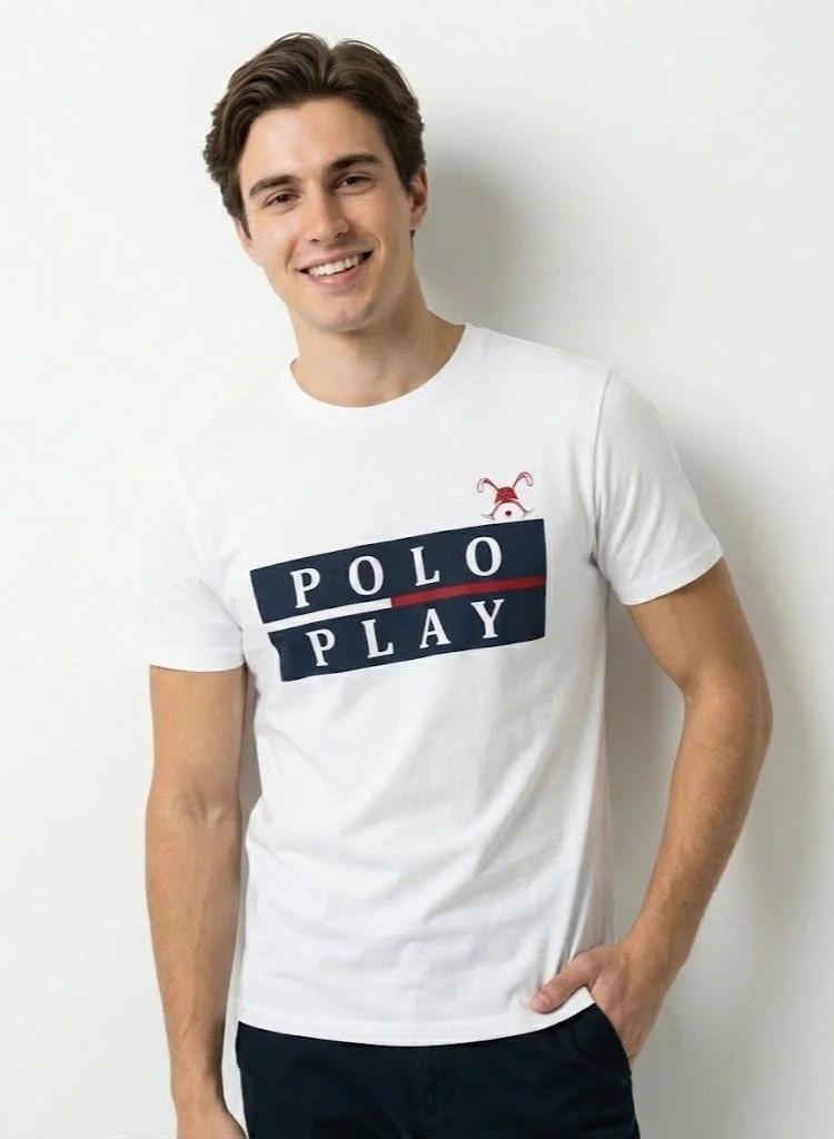 لعب البولو تيشيرت رجالي مطبوع - أسود