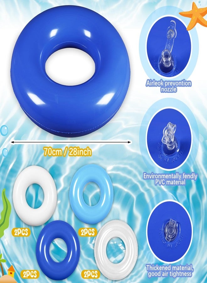 Arrowbash مجموعة عوامات حمام سباحة قابلة للنفخ من آروباش، 8 قطع، أنبوب سباحة بطول 28 بوصة، عبوة كبيرة للبالغين، عوامات حمام سباحة، زينة حفلات الشاطئ، للنساء والرجال، النهر، البحيرة، عطلة الصيف (سلسلة زرقاء) - Image 2