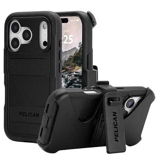 Pelican Voyager iPhone 17 Pro Case Compatible with MagSafe Rugged Phone Case w 24ft MilitaryGrade Drop Protection Heavy Duty Phone Cover wBelt Clip Holster for iPhone 17 Pro Black - Image 1
