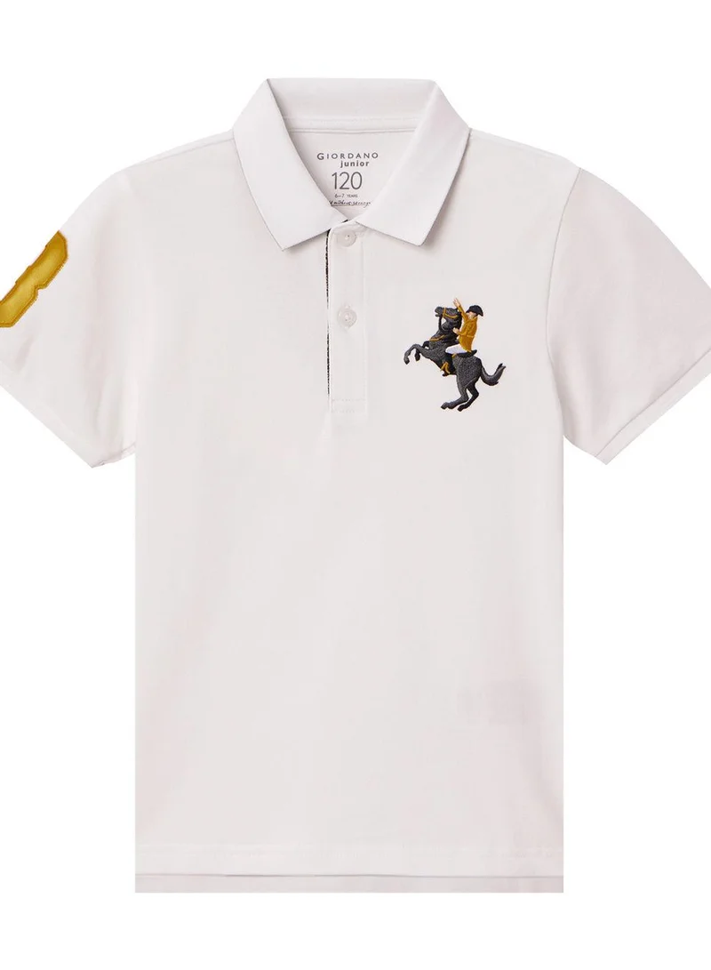 GIORDANO Kids' Napoleon Polo: Classic Piqué, Bold Embroidery, All-Day Comfort