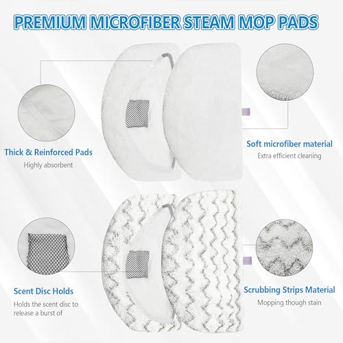 Wisorder 4 Pack Steam Mop Pads Replacement for Bissell Powerfresh Steam Mop 1940 1440 1544 1806 2075 Series, Model 5938 19402 19404 19408 19409 1940A 1940F 1940Q 1940T 1940W, Microfiber Washable, Reusable - Image 3