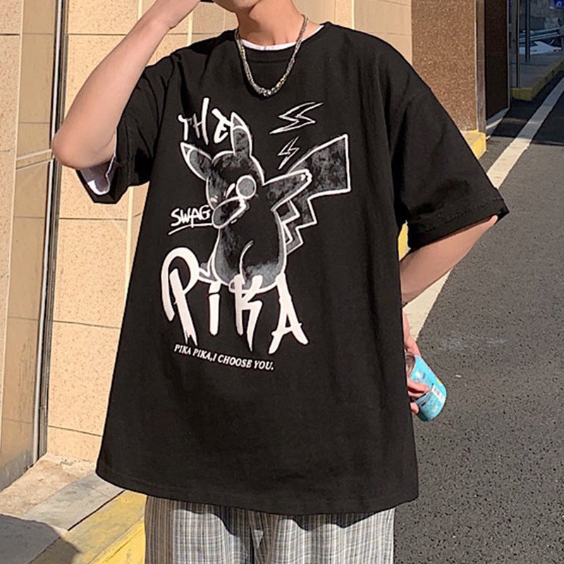 Internet Trendy T-Shirt Boys Short-Sleeved Loose Ins Trendy Japanese Style Cartoon Clothes Casual Half-Sleeved T-Shirt - Image 5
