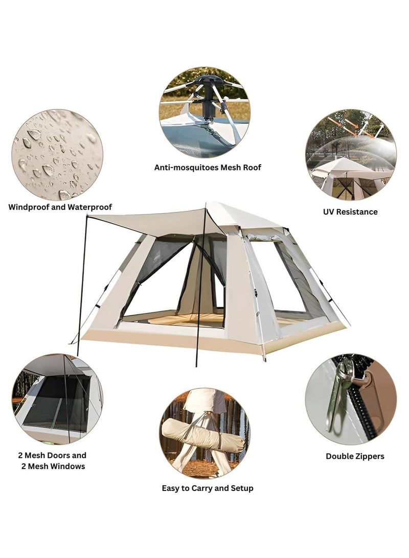 Arabest Camping Tent - 4-8 Person Family Tent Instant Easy Set up Tent with Carry Bag, Waterproof Windproof Pop Up Tent for Camping, Hiking, Mountaineering - Image 4