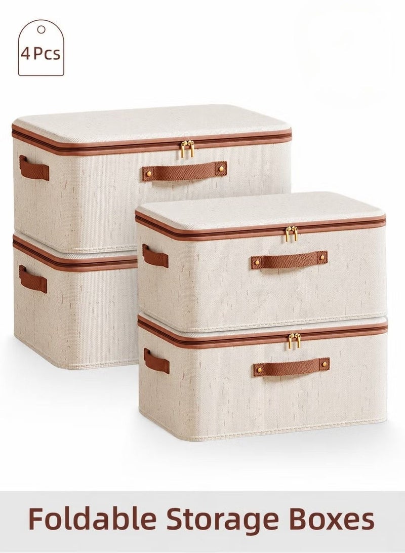 SOTEN 4-Piece Foldable Fabric Storage Box Set with Lids - Large Capacity Organizer for Clothes, Toys &  Accessories - Image 1