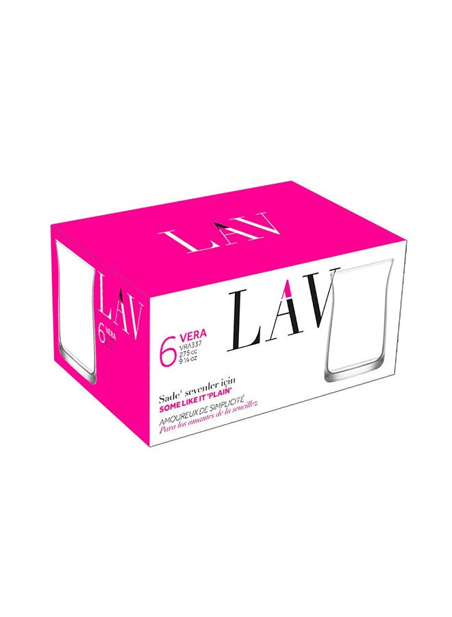 لاف طقم كاسات للشرب مكون من 6 قطع شفاف 275 مل - Image 5