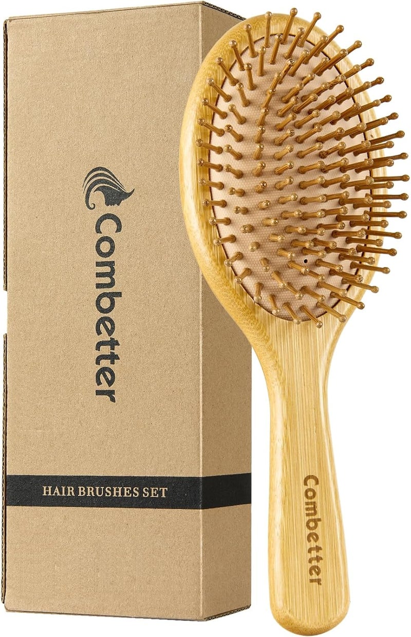 Hair Brush Natural Bamboo Paddle Detangling Hairbrush EcoFriendly Wooden for Women Men Kids Massage Scalp for ThickThinCurlyDry Hair