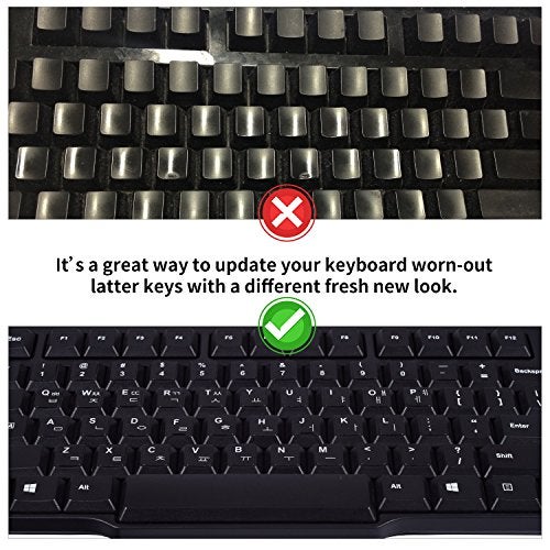 CaseBuy 2PCS Korean Keyboard Stickers, Korean-English Keyboard Letters Replacement Sticker White Font on Black Background for Computer Laptop Notebook Desktop, Matte Keyboard Alphabet Stickers - Image 5