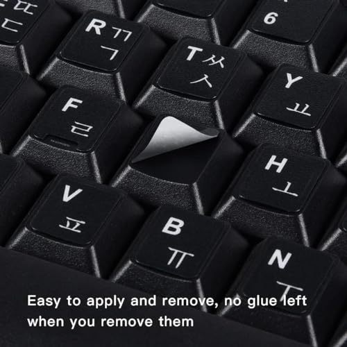 CaseBuy 2PCS Korean Keyboard Stickers, Korean-English Keyboard Letters Replacement Sticker White Font on Black Background for Computer Laptop Notebook Desktop, Matte Keyboard Alphabet Stickers - Image 4