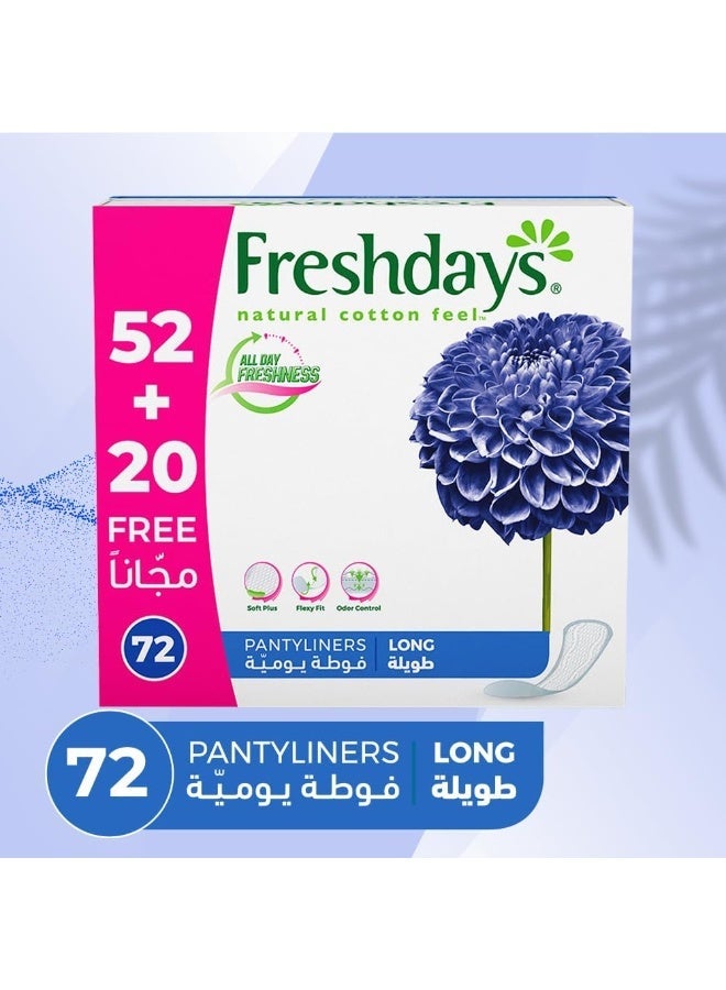 فريش دايز فوط صحية يومية طويلة، مرنة وناعمة للغاية، (52+20مجانا)  72 فوطة - Image 2