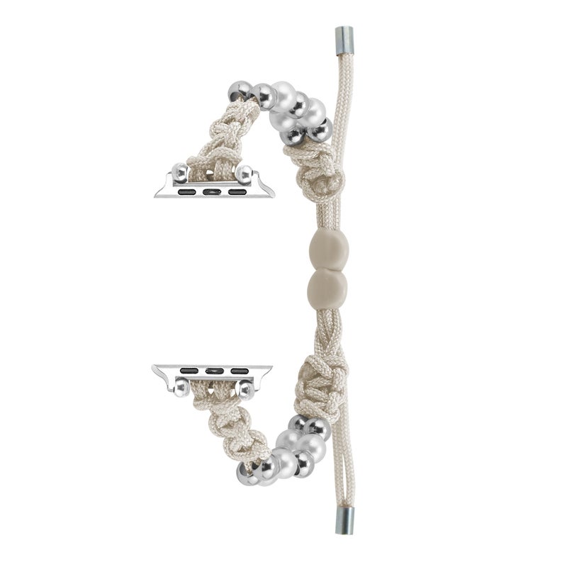 erorex For Apple Watch Se 40Mm Paracord Row Beads Drawstring Braided Watch Band(White) - Image 1